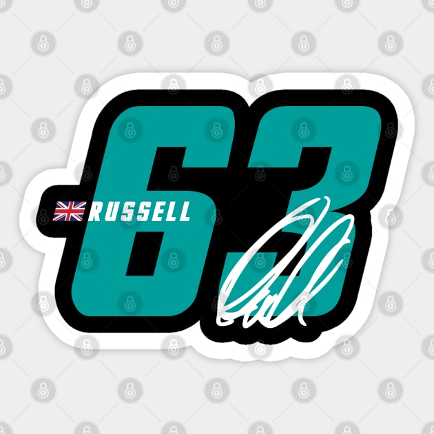 George Russell 63 Signature Number Sticker by petrolhead